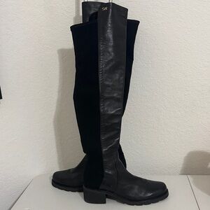 Stuart Weitzman Black Leather Over the Knee Boots